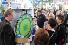 Glücksradeinsatz auf der Grünen Woche am Stand der Region Elbe-Wendland