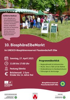 Vorderseite des Veranstaltungsfaltblatts zum BiosphäreElbeMarkt